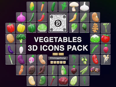 Vegetables 3D icons illustration