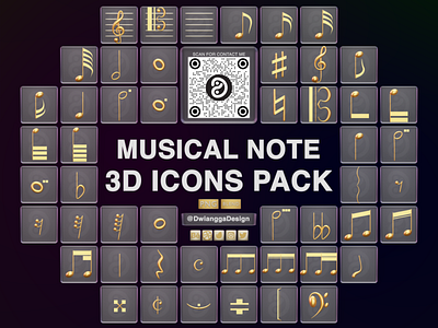 Musical Note 3D icons illustration