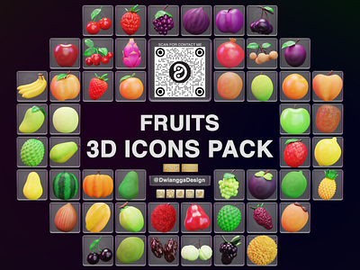 Fruits 3D icons illustration