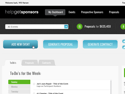 Dashboard - Proposal Generator black blue buttons dashboard design green ui web
