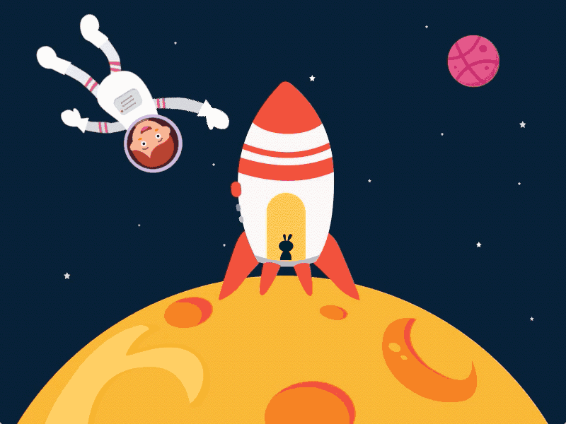 Hello dribbble！ astronaut debut hello dribbble moon planets