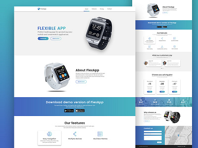 Smartwatch design gradient landing smartwatch template ui