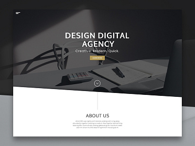 Design agency black creative design header landing ui white