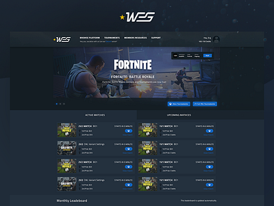 PlayWEG - eSports Gaming Platform blue clean design esport esports flat gamers gaming ladders news portfolio tournament ui ux web website