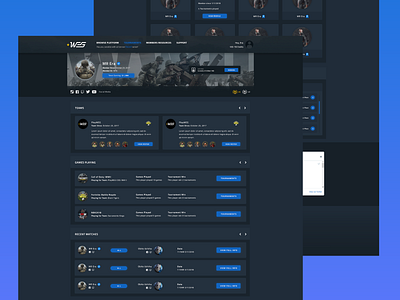 PlayWEG - Team & Profile Page clean cod design esport esports fortnite gaming ladders tournament ui ux web website