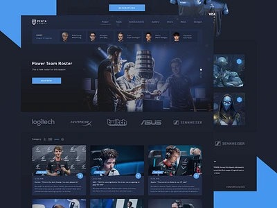 Website Design for eSports Team clean design dota dota2 esport esports fortnite gaming leage of legends matches pubg team ui ux web website