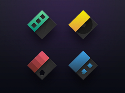 Multimedia Icons color design film gradient icons multimedia music palette shadow vinyl web