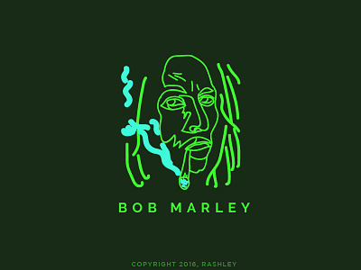 NEON PORTRAIT adobe bob bob marley green illustrator joint marley neon smoke weed