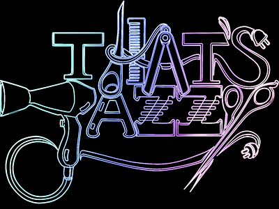 Jaz Hairstylist Logo Neon Line Art