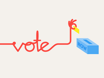 Vote! blue election flat illustration red type typography vote yellow