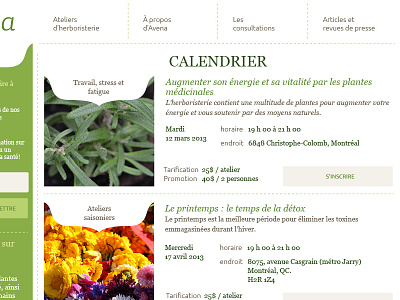 Calendar beige calendar class green herbalism schedule website