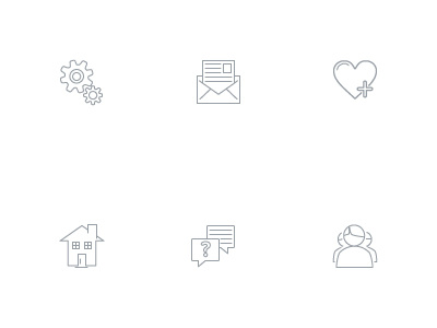 menu icons community favorite gear glyph home icon mail question stroke