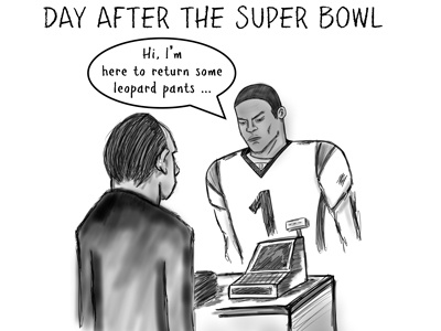 Cam Newton Post Super Bowl Lost cartoon comic illustration