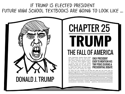 Trump Textbook cartoon illustration political trump