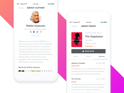 Shelf — About Author & Reviews author book clean colorful ios minimal mobile reviews ui ux