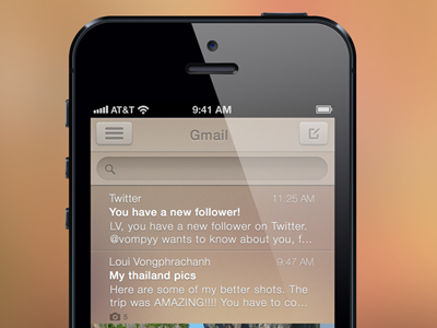 Conceptual Iphone Inbox gmail inbox ios iphone5 mobile sketch ui