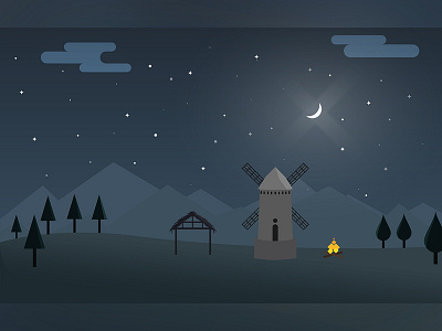 Cold Night - Minimal Illustration