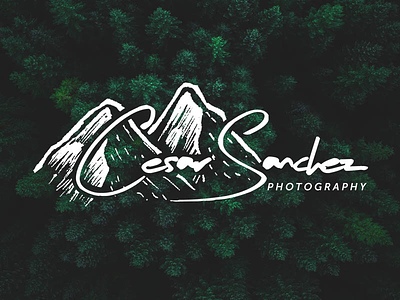 Cesar Sanchez hand lettering hipster logo mountains photography script