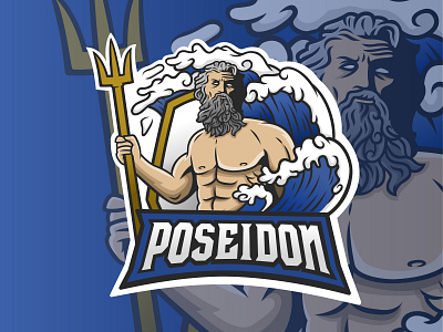 Poseidon Esport Logo design emblem esport gaming god greece illustration logo mascot modern online poseidon streamer