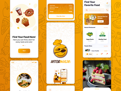 Food Delivery Mobile App Design brown delivery food mobile ui yellow