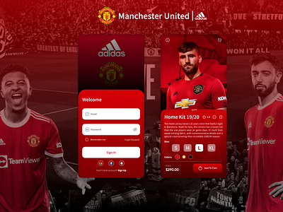 Manchester United Football Mobile App Design (2) app design football manchester united mobile mobile app red ui ux yellow