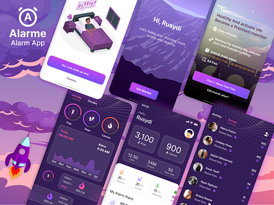 Alarme Mobile App Design alarm mobile mobile app personal productivity purple reminder time ui ux