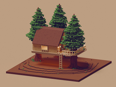 Tree House 3d magicavoxel tree house voxel