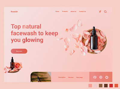 Roseish branding ecommerce facewash flower graphic design motion graphics product page products rose serum ui ux web page web pages website woo commerce