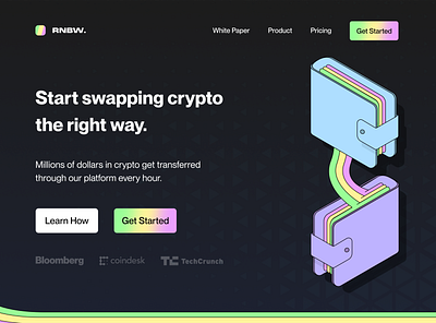 RNBW - Crypto Swap Website Concept. banking blockchain branding concept crypto figma graphic design illustration illustrator nft ui uiux ux website