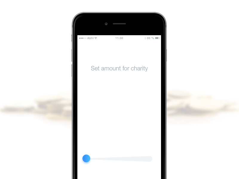 Slider for spare change charity app