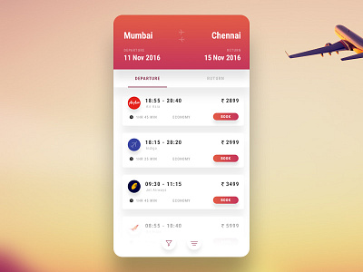 Flights aeroplane boarding booking clean flight mobile ticket travel ui