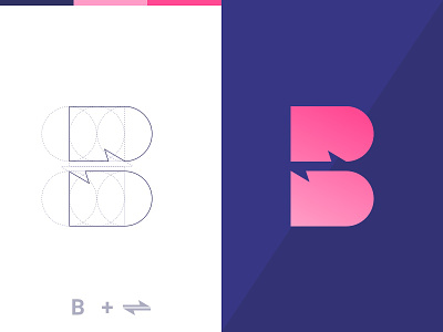 Logo arrow b barter conceptual exchange geometric logo