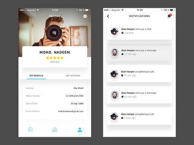 Job Portal app clean job mobile notification profile ui ux work