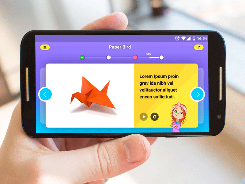 e-learning app application children e-learning game kid learn mobile quiz school tutorial ui