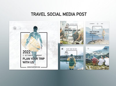 Travel Social Media Post banner branding design illustration landing logo mobile ui ux vector web