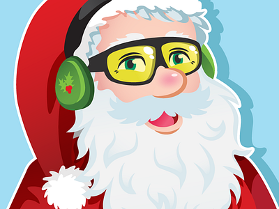 Santa beard blue christmas goggles santa vector