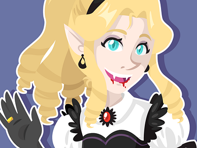 Vampire Hospitality black blonde blood cyan fancy illustration ouch smile vampire yellow