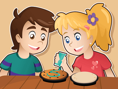 Kids Decorating Cookies blonde boy character design cookie cute girl illustration illustrator kids vector