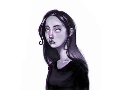 black & white - portrait series #1 black digital face girl krita paint portrait series sketch speedpaint timvanwyns white