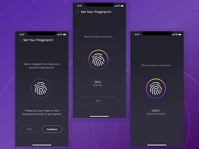 Touch ID Flow business creative dark theme design fingerprint fingerprintadded flow interaction design interface mobile print scan scanning touch id touchid design ui ux