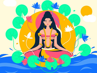 Devi illustration indian indian goddess traditional