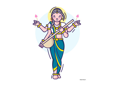Saraswathi goddess hindugoddess icon illustration indian religios saraswathi vector
