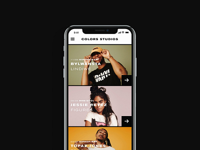 COLORS STUDIOS Mobile Web Concept app artist cards colors design feed graphic interface mainpage mobile music redesign sound ui ux web
