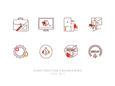 Construction Engineering Icon Set construction engineering modeling sustainability