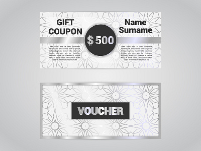 Gift voucher silver color coupon discount gift grey metallic offer promo promotion silver voucher
