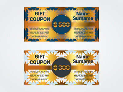 Gift coupon golden decoration blue coupon discount gift golden offer promo promotion silver voucher
