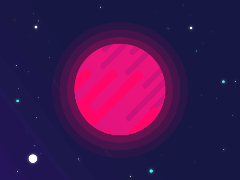 Pink Planet animation illustration planet rocket stars