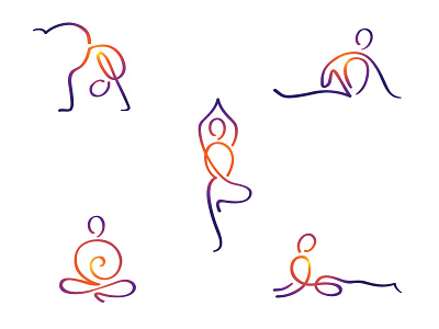 Yogapose color ff flower line man minimal pose yoga