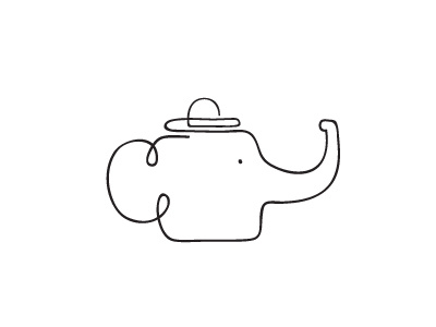 Teapot elephant ff hat line mono teapot
