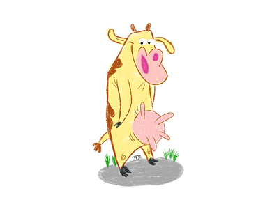 Cow and chiken cow graphic design illustration